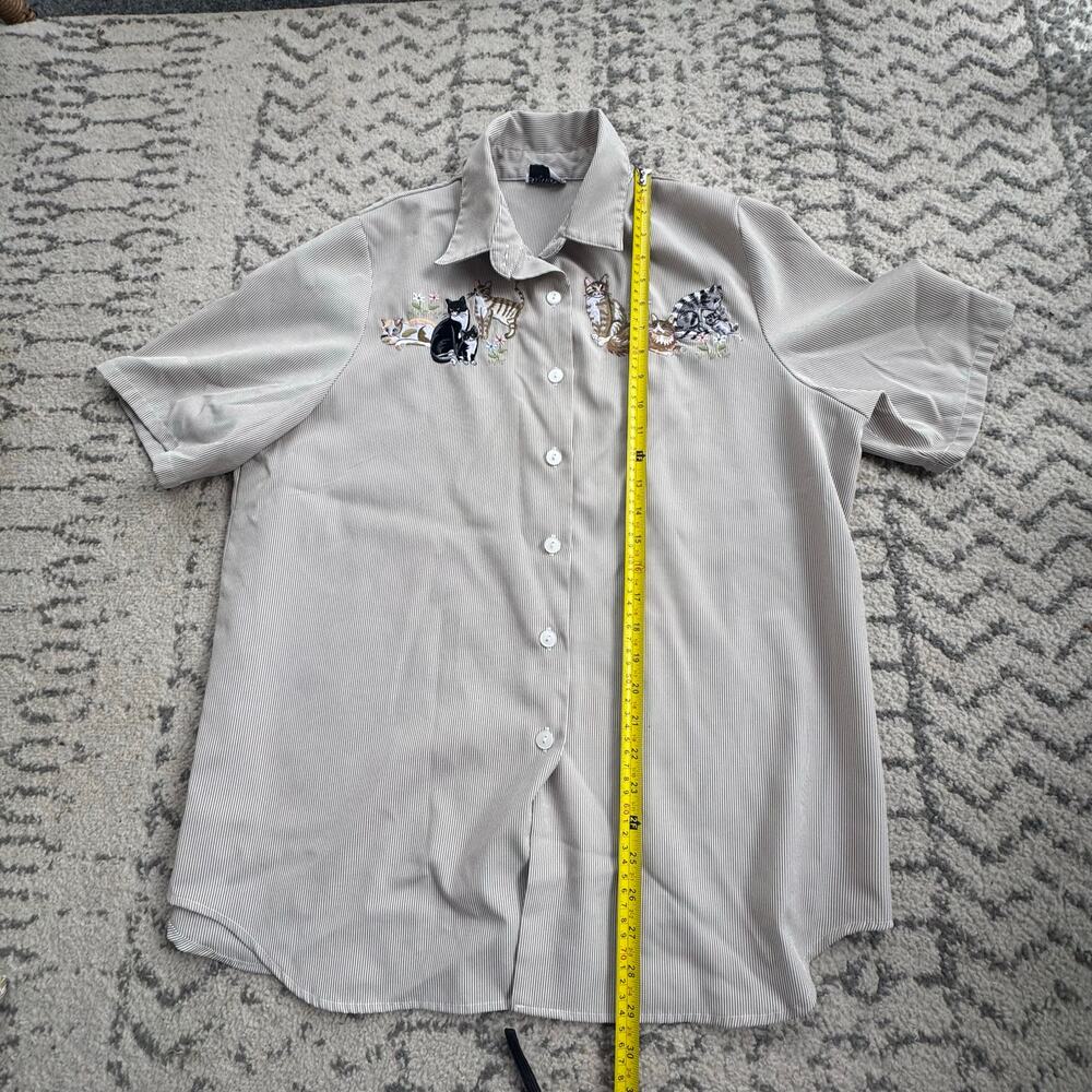 Vtg 1990s Bonsworth Button Down Shirt Women's Petite Playful Kittens Embroidered - Picture 5 of 5